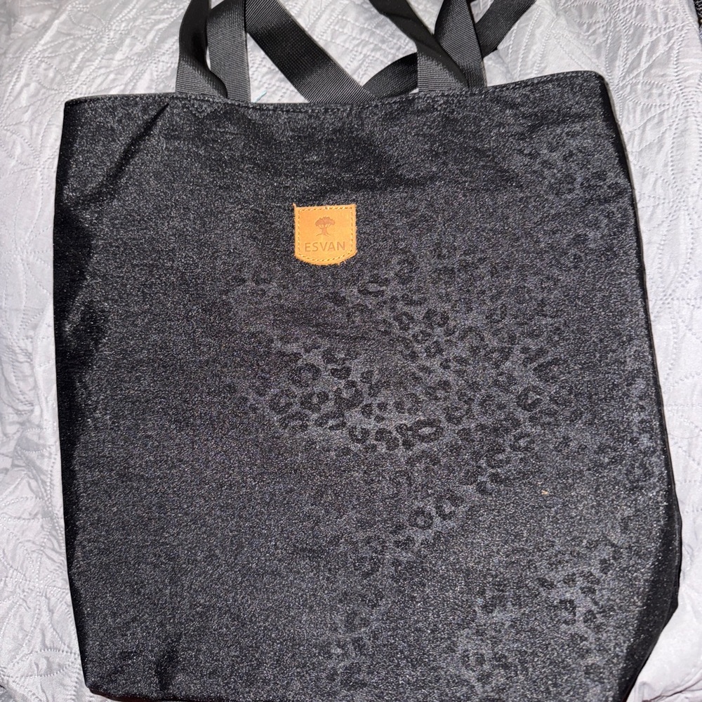 Esvan Black and Tan Leopard Tote